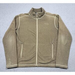 The North Face Jacket Mens Medium Brown Full Zip Fleece Stand Collar Hiking Warm
